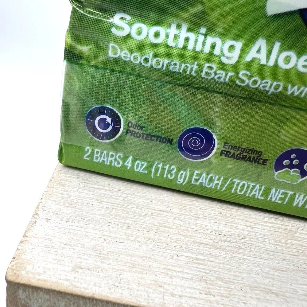 Zest Soothing Aloe Deodorant Bar Soap with Aloe Vera 2 bars each